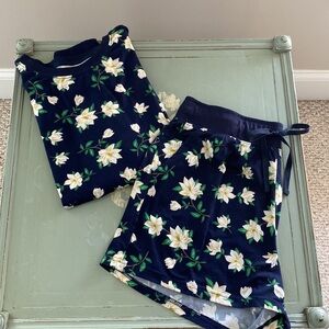 DRAPER JAMES NAVY BLUE MAGNOLIA PRINT 2 PIECE PAJAMA SET